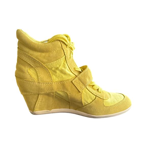 Ash Bowie Wedge Limited Edition Lemon Yellow Suede Canvas Sneaker Sz 10.5 / 11 - Picture 4 of 15